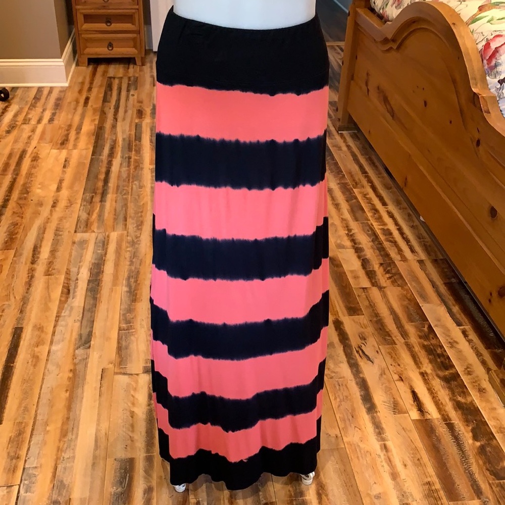 Black and Coral/Pink maxi skirt size medium
